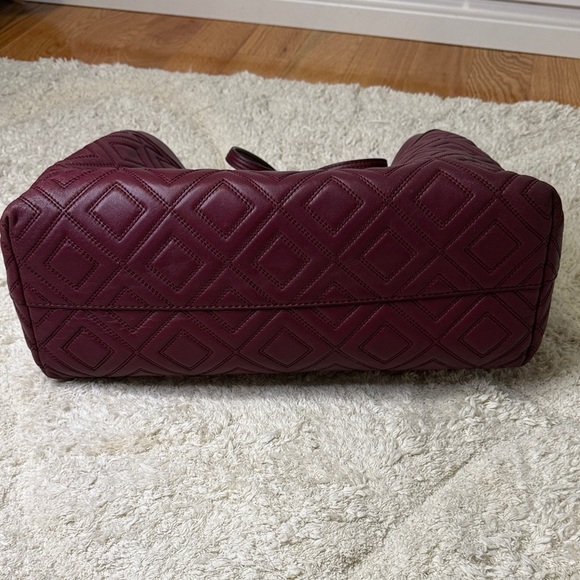 Tory Burch Fleming Triple Compartment Tote Burgandy - Picture 3 of 16
